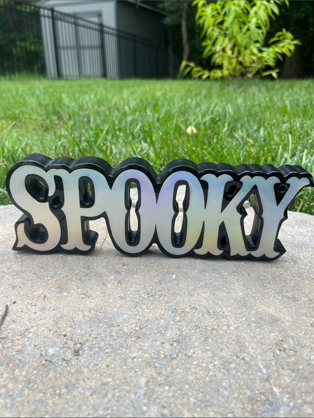 Spooky Holographic Decorative Sign - Black